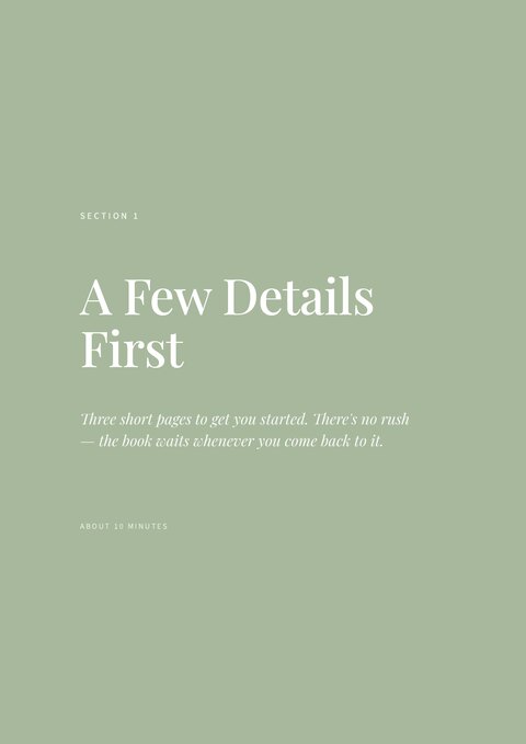 Section 1 divider — A Few Details First